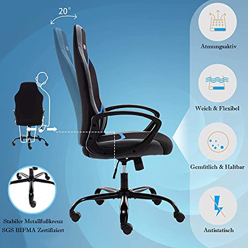 Gaming Chair Racing Style Silla de oficina giratoria para videojuegos, espuma sólida, apoyo lumbar