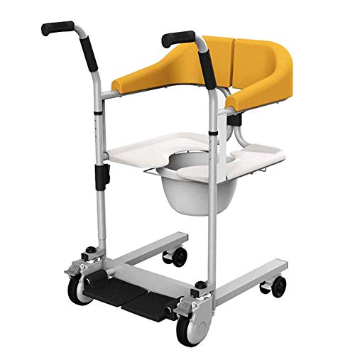 GAXQFEI Sillas Comodificadas con Ruedas Silla Wc Ajustable de Altura, Baño de Asiento de Inodoro para Personas Mayores Discapacitadas Y Discapacitados,Amarillo