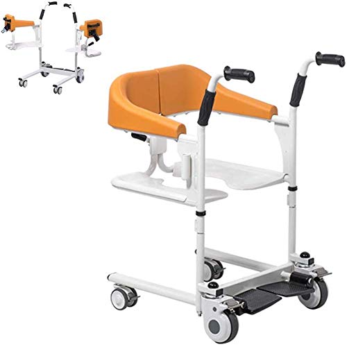 GAXQFEI Sillas Comodificadas con Ruedas Silla Wc Ajustable de Altura, Baño de Asiento de Inodoro para Personas Mayores Discapacitadas Y Discapacitados,Amarillo