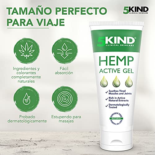 Gel de Cáñamo Alivio Activo para Músculos y Articulaciones- Gran Poder Calmante Fórmula con Aceite de Cannabis Rica en Extractos Naturales de 5kind. Para el Alivio de Pies, Espalda, Hombros 100ml