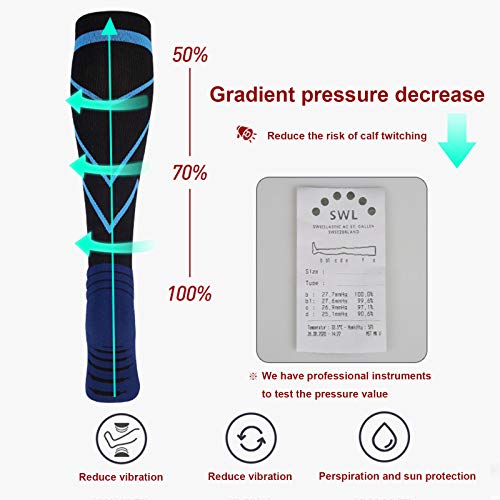 Generric Calcetines Largos de Compresión Graduados, Medias de Compresión Transpirables para Hombres Mujeres, Calcetines soporte de Pantorrillas, Viajes, Deportes Atléticos(20-30 mmHg) (rojo)