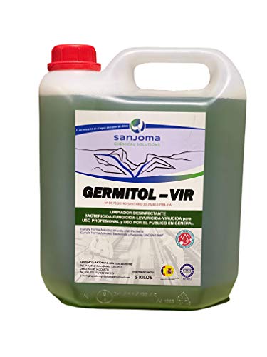 GERMITOL - VIR. LIMPIADOR DESINFECTANTE MULTIUSOS: Bactericida, Fungicida, levuricida y VIRUCIDA. Recomendado por el Ministerio de Sanidad. Apto para público general y Profesional. (5 LITROS)