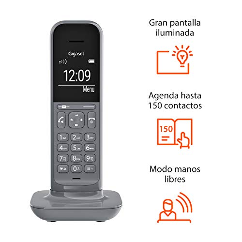 Gigaset CL390 DUO - Teléfono fijo inalámbrico para casa, pantalla iluminada, agenda 150 contactos, gris