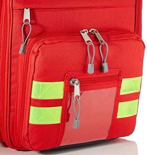 GIMA ref 27170 Mochila"Logic 2" para emergencias sanitarias, poliéster, 40 x 25 x h 47 cm, roja, maleta de primeros auxilios, transportable, con compartimientos internos y externos