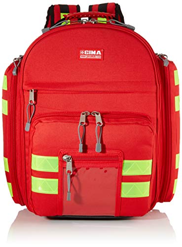 GIMA ref 27170 Mochila"Logic 2" para emergencias sanitarias, poliéster, 40 x 25 x h 47 cm, roja, maleta de primeros auxilios, transportable, con compartimientos internos y externos