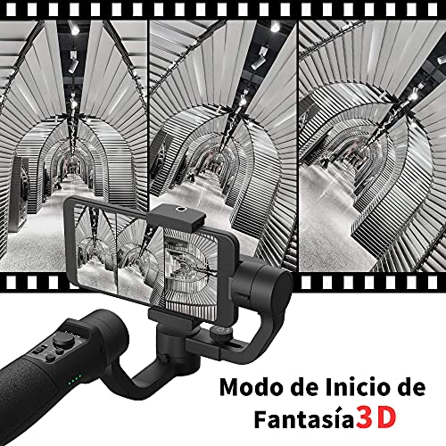 Gimbal Estabilizador para Móvil, 3-Ejes Gimbal Movil con 6 Modos, Gimbal Stabilizer Ligero con Batería Soporte para 12H, Carga 280g, Ideal para Smartphone iOS&Android iPhone/Huawei/Samsung/Xiaomi etc