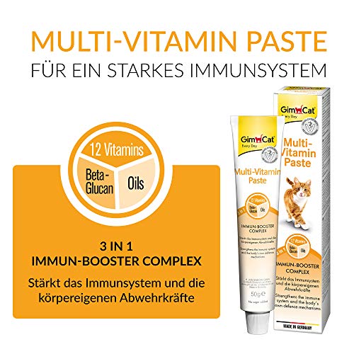 GimCat Multi-Vitamin, pasta multivitaminas - Saludable snack para gatos que activa las defensas y fortalece el sistema inmunológico - 1 tubo (1 x 200 g)