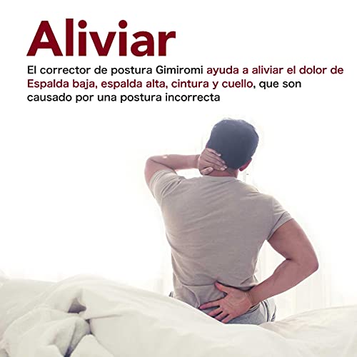 Gimiromi Corrector de Postura Hombres y Mujeres, Reduce los Dolores de Cuello, Espalda, lumbares y Hombros, Refuerzo de Espalda Transpirable y Ajustable, con 2 Barras de Soporte para la Columna