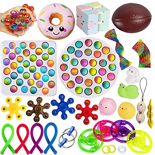 Gmajtars Fidget Sensory Toy Pack, Sensory Fidget Bubble Toys Set de Juguetes Sensorial Burbujas Antiestrés Fillet Fifget Figet Figettoy Toy Mochis Pelotas Box Niños Adultos Regalo Navidad Cumpleaños