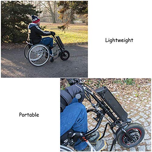 GMtes 500W Handbike Eléctrico para Silla de Ruedas, Acople motorizadas para Silla de Ruedas, Convertir Silla de Ruedas Manual en eléctrica con la luz Delantera,Batería de 36V/11.6AH