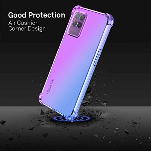 GOKEN Funda para Realme 8i (Realme 8 i) y 2 Piezas Cristal Templado, TPU Silicona Gradiente Transparente Protección Carcasa, Bumper Caso Case Cover con Shock- Absorción, Rosa/Verde