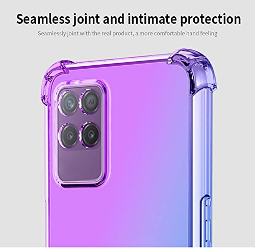 GOKEN Funda para Realme 8i (Realme 8 i) y 2 Piezas Cristal Templado, TPU Silicona Gradiente Transparente Protección Carcasa, Bumper Caso Case Cover con Shock- Absorción, Rosa/Verde