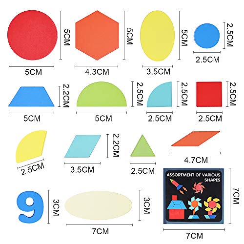 GOLDGE 160pz Tangram Puzzle para Bloques de Patrones de Madera Animales Puzzles Juegos, Tangram Madera para Set Rompecabezas de Formas Geométricas Tarjetas de Diseño para Niños