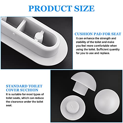 GOLRISEN 8 unids Topes de Asiento de Inodoro Amortiguador de Plástico y 4 unids Topes de Tapa de WC Paragolpes de Inodoro Estándar Tapones Parachoques de Tapas WC para Evitar Ruidos y Golpes, Gris