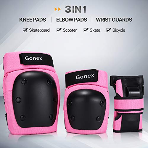 Gonex Protecciones Patines Niños Adultos, Juego Protectores Rodilleras Coderas Muñeca Muñequeras Infantiles para Skate Bicicleta Patinaje Ciclismo Monopatín Escalada Esqui Scooter Seguridad Deportiva