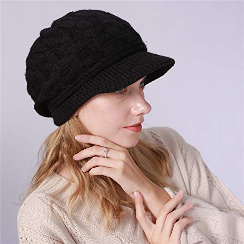 Gorro Beanie Sombrero Hat Gorro De Punto De Moda De Terciopelo Gorro De De Conejo Cálido para Mujer Boina De Invierno Sombreros para Niñas Gorro De Mujer Gorro De Gorro para Mujer Regalo-Negro