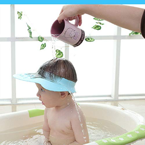 Gorro de Champú para bebés y niños pequeños, Gorro de ducha para niños de silicona, Protector contra Champú, Visera de protección infantil para Ojos y Oídos para niños de 0 a 9 años, azul