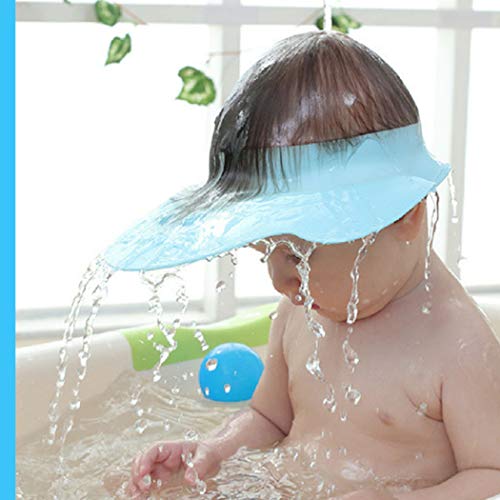 Gorro de Champú para bebés y niños pequeños, Gorro de ducha para niños de silicona, Protector contra Champú, Visera de protección infantil para Ojos y Oídos para niños de 0 a 9 años, azul