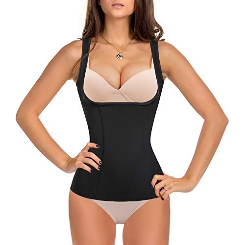 Gotoly Mujer Fajas Reductoras Lencería Moldeadora Chaleco Control de Abdomen Corsé Modeladora Postparto Camisetas Moldeadoras Shapewear (Negro, X-Large)