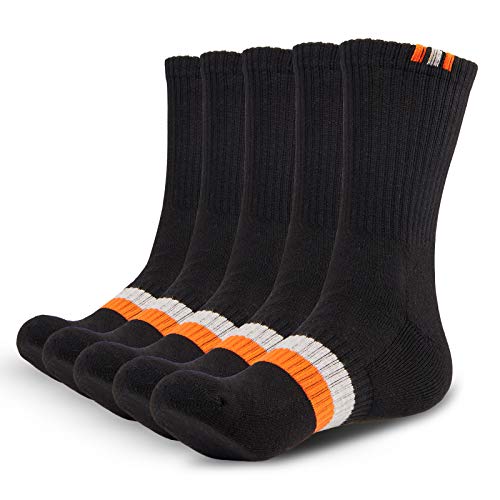 Gozlu Calcetines Hombres, 5 Pares Cómodos Gruesos Calcetines Deporte con Amortiguación, Antiampollas Calcetines Algodon Transpirable para Running, Trekking, Camping, Senderismo, Talla 41-46