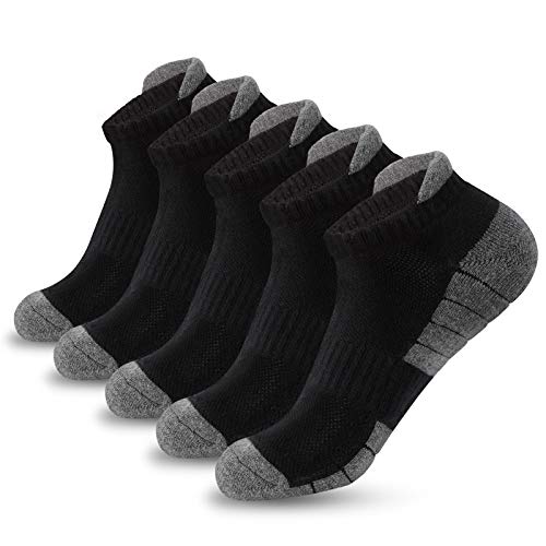 Gozlu Calcetines Tobilleros Hombre, 5 Pares Calcetines Antiampollas Deporte Transpirable Algodon para Running,Trekking, Camping, Senderismo, Talla 41-47