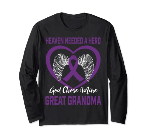 Gráfico Heaven Needed a Hero Purple Alzheimer Great Grandma Manga Larga