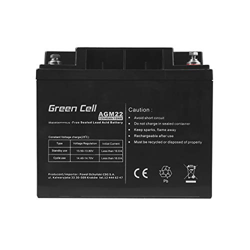 Green Cell Recambio de Batería Gel AGM 12V 40Ah Rechargeable Pila Sellada de Plomo ácido batería sin Mantenimiento Batería de Reemplazo para Sillas de Ruedas Solar Carro de Golf