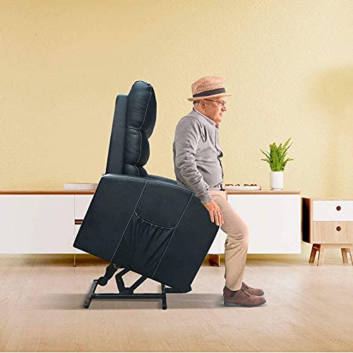 gridinlux | Sillón Relax Masaje Levanta Personas Negro | Reclinable | Elevación Automática con Mando de Control | 5 Modos | Función Calor Lumbar | 8 Motores | 4 Zonas de Masaje | Polipiel