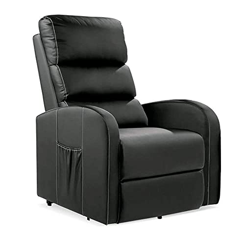 gridinlux | Sillón Relax Masaje Levanta Personas Negro | Reclinable | Elevación Automática con Mando de Control | 5 Modos | Función Calor Lumbar | 8 Motores | 4 Zonas de Masaje | Polipiel