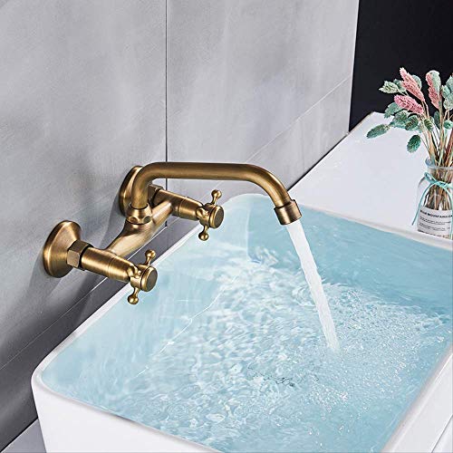 Grifo De Fregadero De Cocina De Latón Antiguo Caño Giratorio 360 Baño Caliente Y Frío Mezclador De Cocina Grúa Trapeador Grifos De Piscina Grifo De Doble Manija Bronce negro