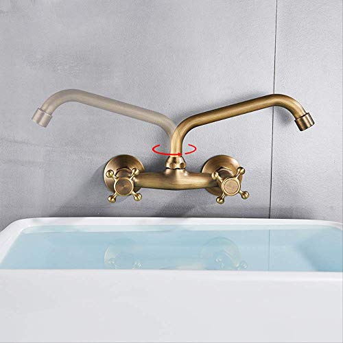 Grifo De Fregadero De Cocina De Latón Antiguo Caño Giratorio 360 Baño Caliente Y Frío Mezclador De Cocina Grúa Trapeador Grifos De Piscina Grifo De Doble Manija Bronce negro