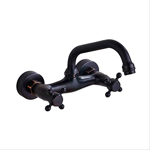 Grifo De Fregadero De Cocina De Latón Antiguo Caño Giratorio 360 Baño Caliente Y Frío Mezclador De Cocina Grúa Trapeador Grifos De Piscina Grifo De Doble Manija Bronce negro