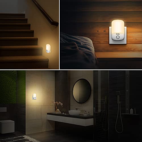 Gritin Luz Nocturna Infantil, [2-Pack] Luz Calida LED Noche con Luz Sensor, Luz Lámpara Quitamiedos Infantil con Enchufe, Ahorro de Energía Luz para Habitación Bebé, Pasillos, Dormitorio, Sala etc.