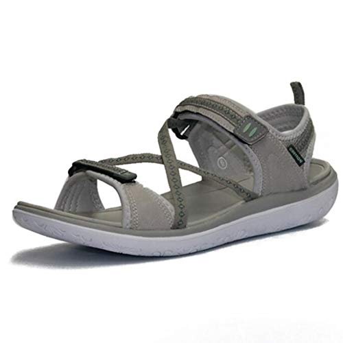 GRITION Sandalias de Verano para Mujer Sandalias de Playa de Cuero Plataforma Plana Cómodos y Transpirables Zapatos para Mujer Sandalias para Caminar