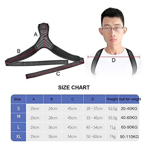 GuanRo Los correctores de Postura Femeninos y Masculinos Son cómodos de Usar y transpirar for Corregir la Espalda y Mantener la Espalda Recta (Color : Negro, Tamaño : M)