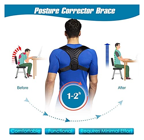 GuanRo Los correctores de Postura Femeninos y Masculinos Son cómodos de Usar y transpirar for Corregir la Espalda y Mantener la Espalda Recta (Color : Negro, Tamaño : M)