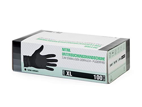 Guantes de nitrilo, 100 pcs caja (XL, Negro), guantes de examen desechables libres de látex, sin polvo, limpieza guantes, sanitarios para la cocina, cocina limpieza, limpieza seguridad manejo de alime