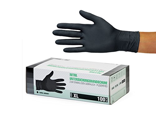 Guantes de nitrilo, 100 pcs caja (XL, Negro), guantes de examen desechables libres de látex, sin polvo, limpieza guantes, sanitarios para la cocina, cocina limpieza, limpieza seguridad manejo de alime