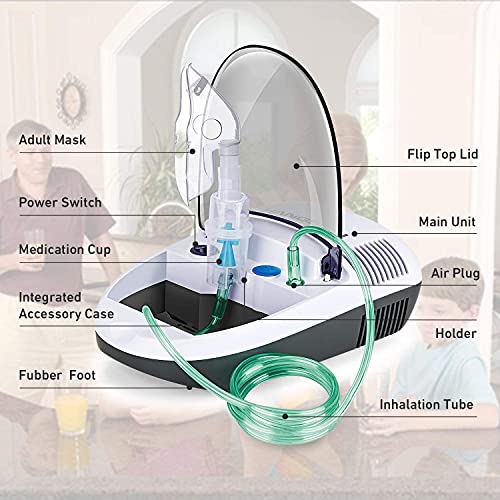 Hangsun Nebulizador Electrico Inhalador, Utilizado para Tratar Enfermedades Respiratorias,Resfriados, Rinitis, Asma, con Accesorios para Adultos y Niños