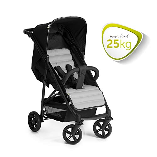 Hauck Rapid 4 Cochecito de 0 meses a 22 kg, plegable, compacto, con una mano, con posición para dormir, manija ajustable en altura, cesta grande, negro/gris