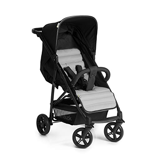 Hauck Rapid 4 Cochecito de 0 meses a 22 kg, plegable, compacto, con una mano, con posición para dormir, manija ajustable en altura, cesta grande, negro/gris