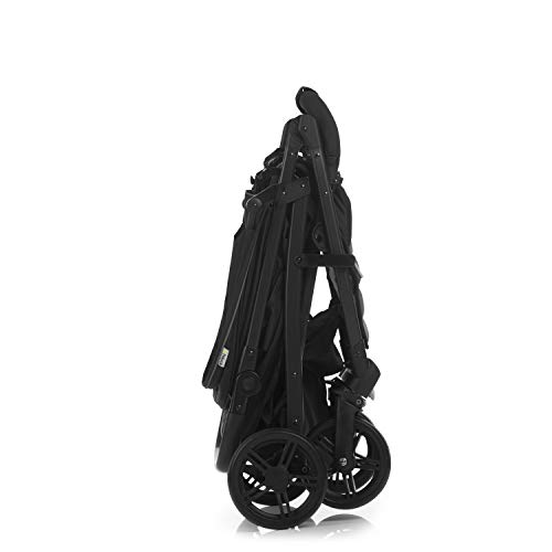 Hauck Rapid 4 Cochecito de 0 meses a 22 kg, plegable, compacto, con una mano, con posición para dormir, manija ajustable en altura, cesta grande, negro/gris