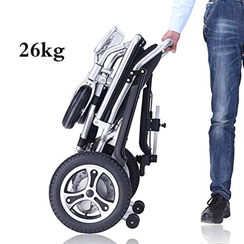 HDGZ Deluxe Plegable Plegable Power Compacto Mobility Aid Wheel Chair, Silla de Ruedas eléctrica Ligera y Plegable con 2 baterías, Silla de Ruedas motorizada, Silla de Ruedas Potente con Doble Motor