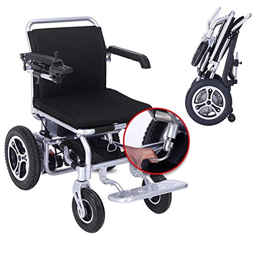 HDGZ Deluxe Plegable Plegable Power Compacto Mobility Aid Wheel Chair, Silla de Ruedas eléctrica Ligera y Plegable con 2 baterías, Silla de Ruedas motorizada, Silla de Ruedas Potente con Doble Motor