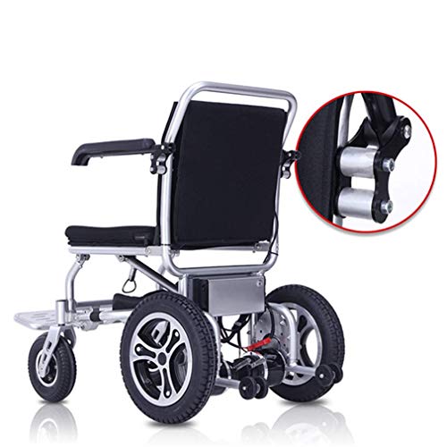 HDGZ Deluxe Plegable Plegable Power Compacto Mobility Aid Wheel Chair, Silla de Ruedas eléctrica Ligera y Plegable con 2 baterías, Silla de Ruedas motorizada, Silla de Ruedas Potente con Doble Motor