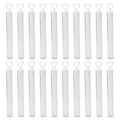 HERCHR Mini Tubo de varitas de Burbujas de 20 Piezas, varitas de Burbujas vacías, favores de Boda para Compromiso, Aniversario, niños y niñas de San Valentín(Blanco)