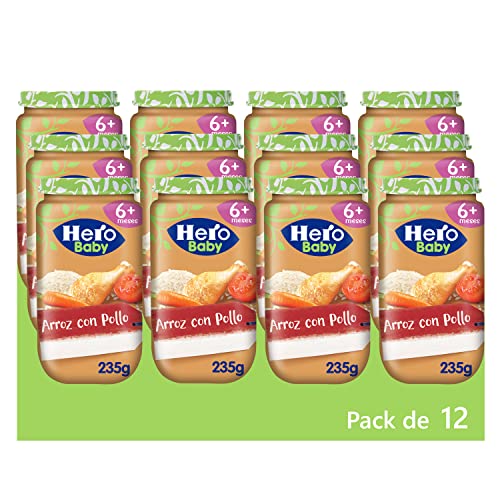 Hero Baby Tarritos de Arroz con Pollo -Pack de 12x235gr