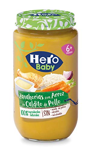 Hero Baby Tarritos de Zanahorias con Arroz en Caldito de Pollo - Para Bebés a Partir de los 6 Meses - Pack de 12 x 235 g