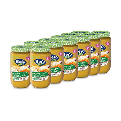 Hero Baby Tarritos de Zanahorias con Arroz en Caldito de Pollo - Para Bebés a Partir de los 6 Meses - Pack de 12 x 235 g