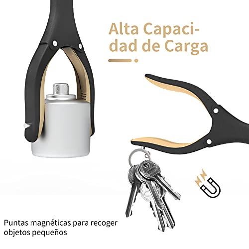 Herramienta de Captura Jellas, Cabezal Giratorio de 90°, Agarrador Plegable de 81 cm con Calzador, Herramienta de Ayuda para Recoger la Basura, Recogedor de Basura, Extensión de Brazo (Dorado)